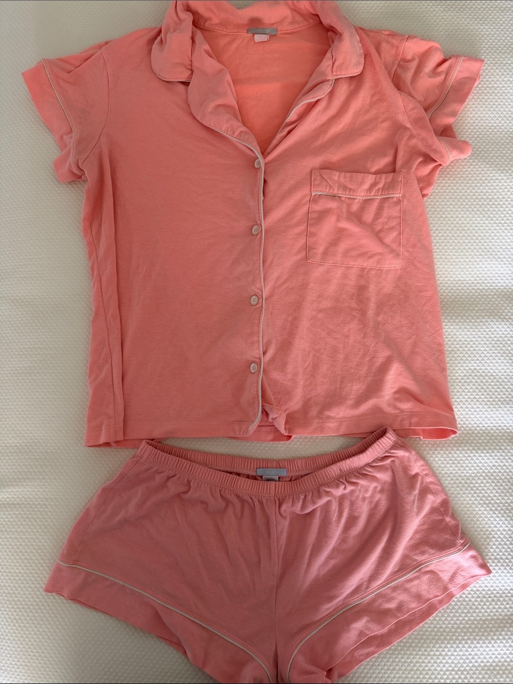 Eberjey Short Sleeve Button-Front Pajama Set in Coral